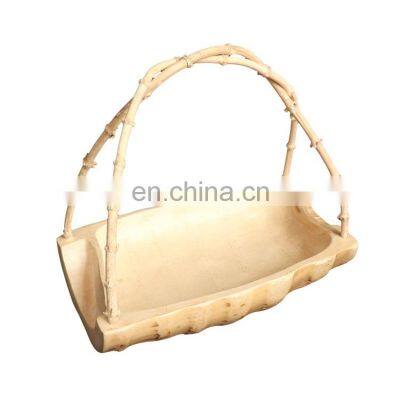 Eco-friendly thickened multi-functional bamboo root boat shape candy plate fruit plate