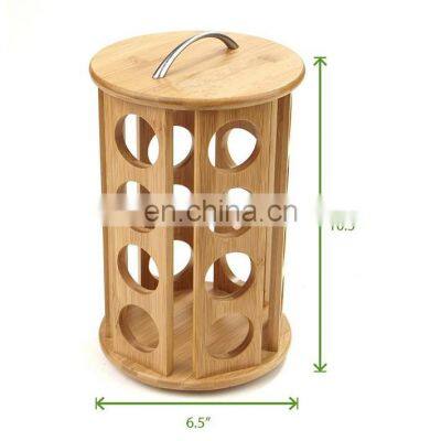 Multifunctional Durable Bamboo 360-degrees Revolving Coffee Pod Holder Nespresso Capsule Rack Organizer Storage photo-5