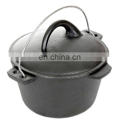 Flat Bottom 8 Quart Outdoor Cooking Seasoned Dutch Oven 4.5 Quart Cast Iron Camp Pot photo-4