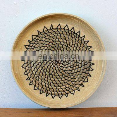 New Design High Quality Bamboo Mixed Seagrass Serving Tray Decor Table Coffee Tray Vietnam Supplier