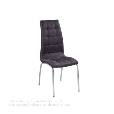 Leather High Back Iron Leg Dining Chair DC-U12