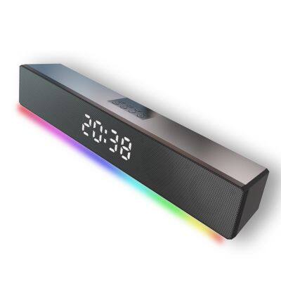 New Style Rgb Cool Lights Soundbar Speaker With Digital Clock Wireless Home Theater Sound Bar Speaker For Tv Pc