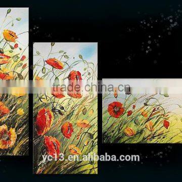 3 pcs panel Beautiful 100% Handmade deocr Flower Oil Painting PL-412