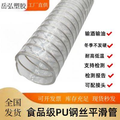 Food-grade transparent PU plastic-reinforced spiral tube, smooth tube for powder conveying, red wine conveying tube