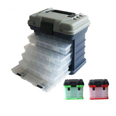 Fishing tackle box four removable racks lure and hooks storage multipurpose utility box
