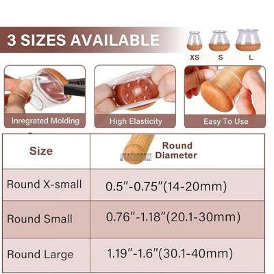 Chair Leg Floor Protectors, Silicone Chair Leg Caps, Round Covers for Hardwood, Protect Wooden Floors From Scratches and Noise photo-3
