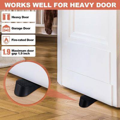 Large Door Stoppers Heavy Duty Rubber Stopper for Bottom of Door Wedge Stopper for Home Office (Black) photo-2