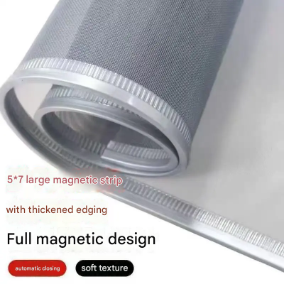 Rustproof Titanium Steel Mesh Magnetic Door Curtain With Reinforced PVC Frame photo-3