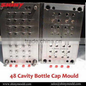 48 cavities plastic bottle cap mould with cold runner / moldes de tapas