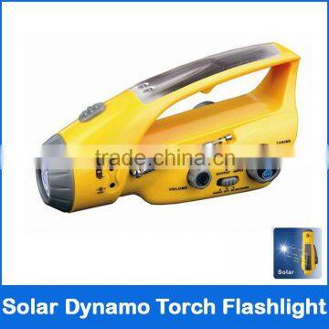 Solar Dynamo Wind-Up Torch Flashlight Charger With FM Radio