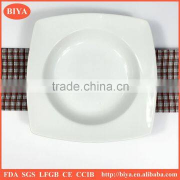 cheap square white ceramic plate in stock different size porcelain square soup plate,hotel restaurant dinner plate