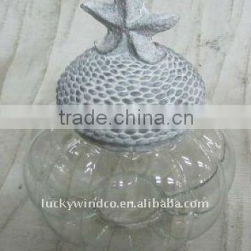 decorative glass jars with starfish cover