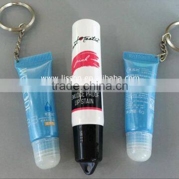 10ml Round Cosmetic Cream Tube with Portable Key Chain Cap for Lip-gloss