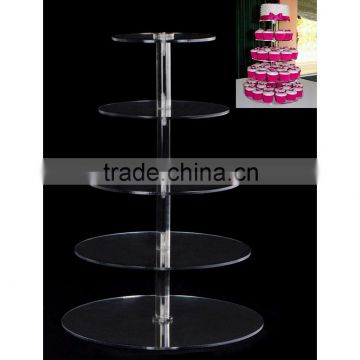 New Round Crystal Clear Acrylic Cupcake Stand Wedding Display Cake Tower 5 Tier                        
                                                Quality Choice