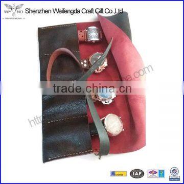 Custom 4 piece watch roll genuine leather travel roll storage pouch