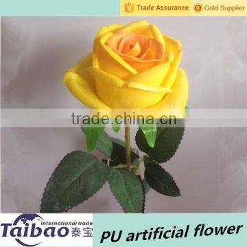 Long stem and low price PU real touch flower yellow rose