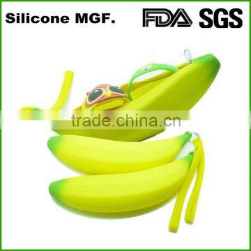 Creative Gift Banana Coin Purse Silicone Pencil Case Wallet Keyring Pouch Bag