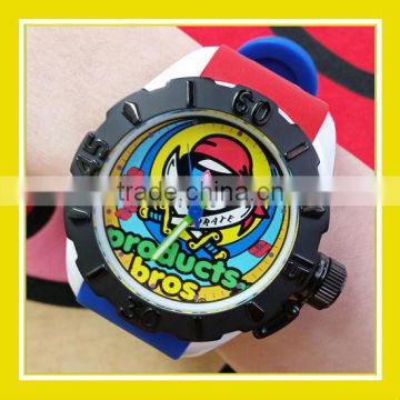 2016 Hot Sell Products Bros Pirate Baby Lion Unisex Waterproof PVC Band Rubber Wrist Blue Red Watch