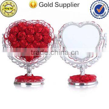 Valentine gift heart shaped comestic mirror with rose