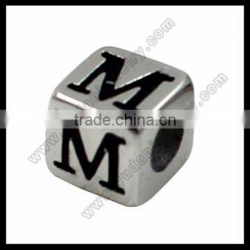 Stainless steel loose beads single letter alphabet beads