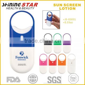 JS-03031 reasonable price sunburn protection pp bottle water resistant 10ml sunscreen spray