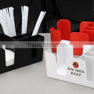 plastic bar coaster napkin stirrer straw organizer holder caddy