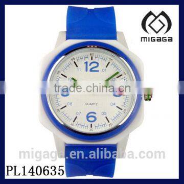 latest design watch for children white plastic case blue silicone strap*pc21 movement silicone plastic watch for children