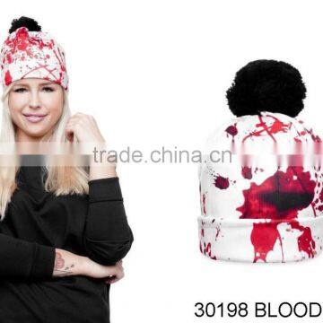 popular different blood color OEM red beabie winter red cotton beanie hat