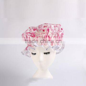 single layer EVA free shower cap transparent print bath cap for women