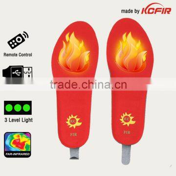 remote control battery powered heated insole with usb charger