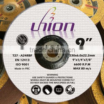 9 inch 230X6X22.2mm DEPRESS GRINDING disc for metal/steeL