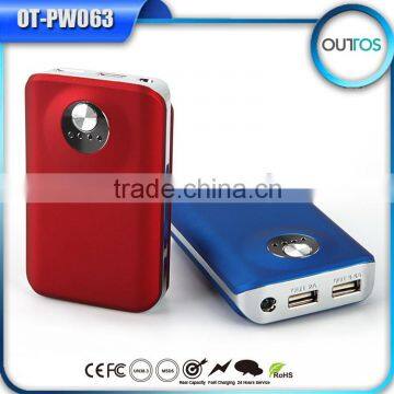 Hot selling 6600mAh universal dual usb ports portable power bank for mobile phone charging