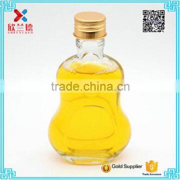 120ml flat calabash shape glass wine bottles with aluminum screw top