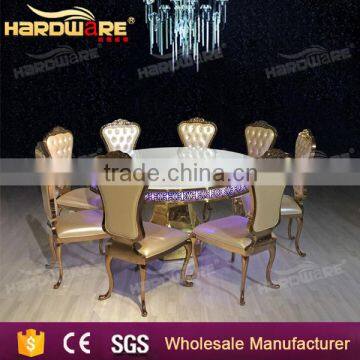 Dubai LED Round Golden Stainless Steel Base Wedding Dining Table for Events photo-5