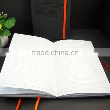 A5 pu hardcover 80 white pages notebook with orange elastic band