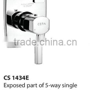 Exposed part of 5-way single lever concealed diverter system consisting of operating lever and wall flange - without tip ton (su
