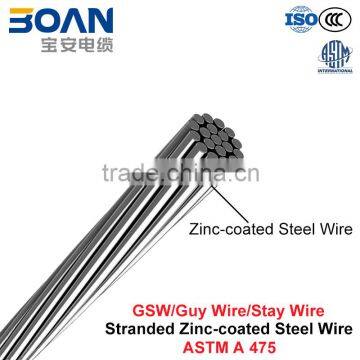 Gsw, Guy Wire, Stay Wire, Steel Wire, Zinc-coated Steel Wire, Stranded Galvanized Steel Wire (ASTM A 475)