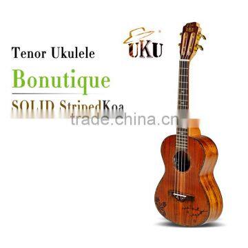 Electric 4 strings 26" Inches Engraving Ukulele High quality Solid Koa Tenor Ukulele+Bag