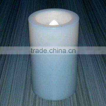 Warm white flicker plastic pillar white color outdoor led candle with 8H timer