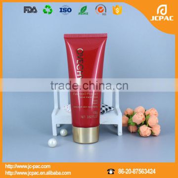 beauty skin whitening cream cosmetic PE tube packaging with metal cap