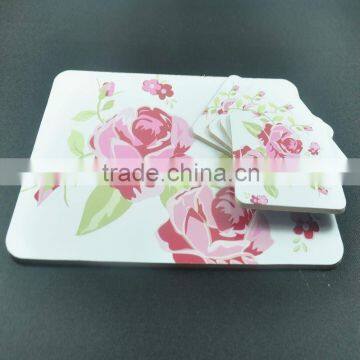 MDF table placemat and coaster set with flower picture                        
                                                Quality Choice