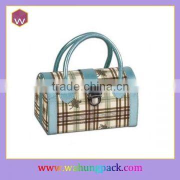 portable handbag style leather jewel box with mirror