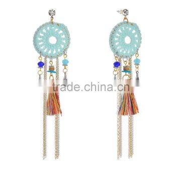 Pair of Organic Hand Makeing Dreamcatcher Shape Earring With Vine Cirle Diameter 1.3"