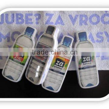 Water bottle shape compressed towel with customer logo card