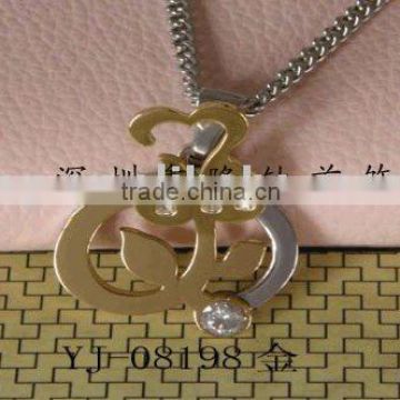 Gold-plated diamond/crystal zircon Stainless Steel pendant TC69