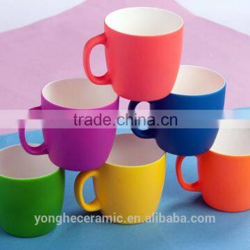 Ceramic new bone coffee mugs with Fluorescent color in matte finished