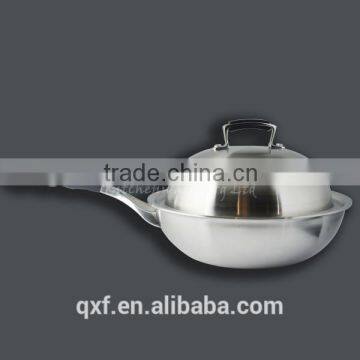 28CM Cooking Wok Hot Sell Three-ply Stainless Steel Chinese Wok photo-2