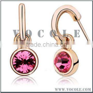 Shiny Circle Shape Diamond Metal Safe Alloy Earrings