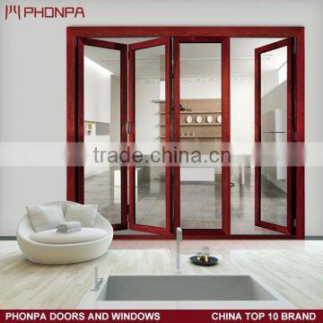 Modern design aluminum profile double glass folding door