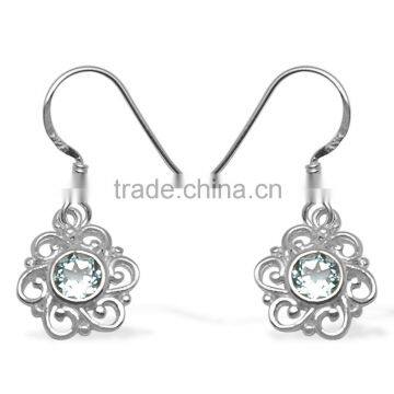 Custome Jewelry 925 Sterling Silver Semi Precious Gemstone Earrings
